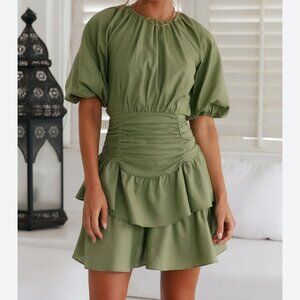 NWT All About May Nellie Mini Dress Khaki Size 6